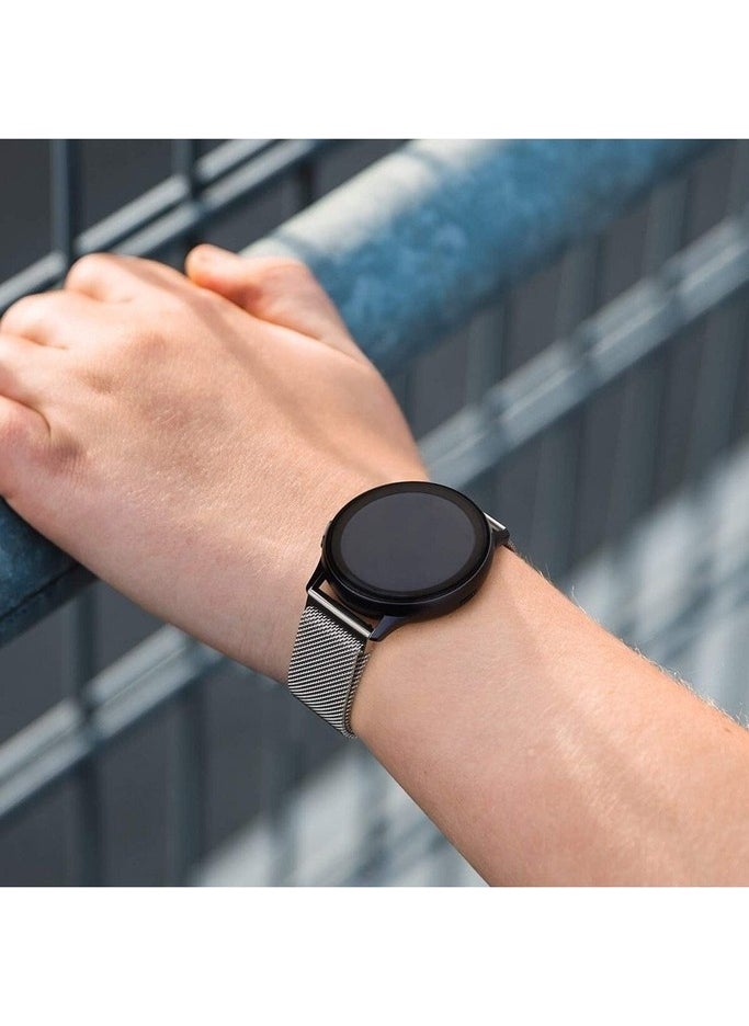 Megafox Teknoloji - Megafox Technology Samsung Galaxy Watch Compatible Band Mesh Metal Mesh Magnet Strap, Silver - Image 1