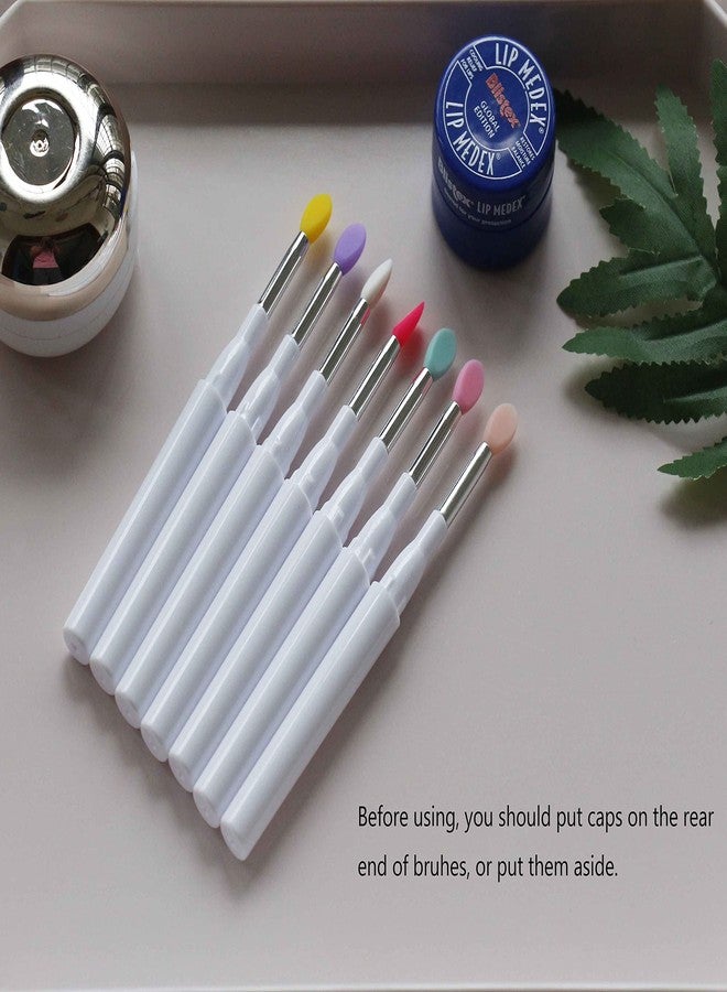 LORMAY 7pcs Silicone Makeup Brushes with Caps. Perfect tools for applying cream or liquid Lip Mask and Eyeshadow (White) - Image 3