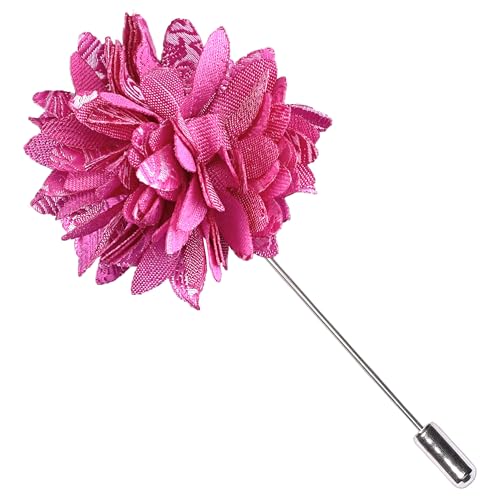 GUSLESON Hot Pink Tie for Men Wedding Silk Paisley Necktie Pocket Square Cufflinks and Lapel Pin Brooch Set (IN6103-40) - Image 4