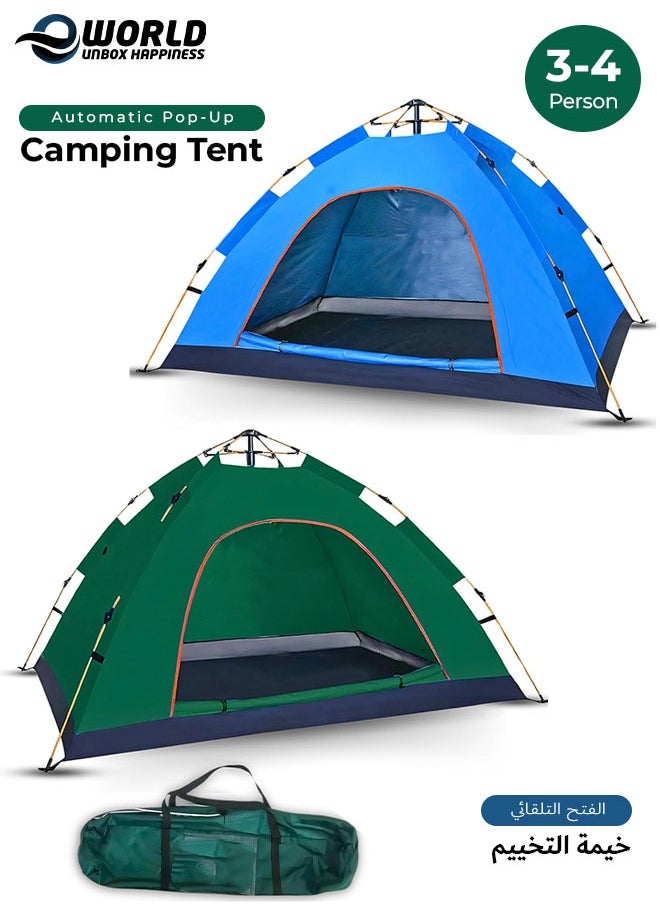 Eworld - Automatic Pop-Up Camping Tent, 3-4 Person Waterproof Folding Tent in Assorted Colors, Quick Setup with Door, Sun and Rain Protection, Lightweight and Portable for Hiking, Beach, Backpacking and Travel - Image 1