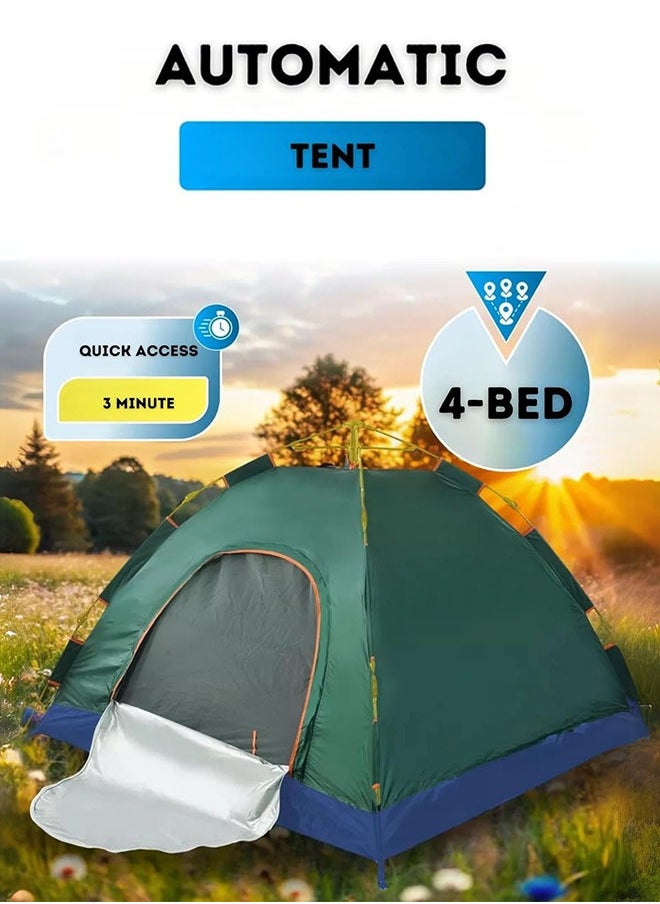 Eworld - Automatic Pop-Up Camping Tent, 3-4 Person Waterproof Folding Tent in Assorted Colors, Quick Setup with Door, Sun and Rain Protection, Lightweight and Portable for Hiking, Beach, Backpacking and Travel - Image 1