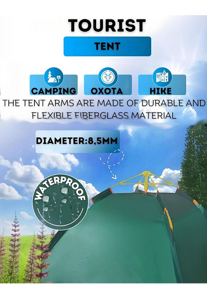 Eworld - Automatic Pop-Up Camping Tent, 3-4 Person Waterproof Folding Tent in Assorted Colors, Quick Setup with Door, Sun and Rain Protection, Lightweight and Portable for Hiking, Beach, Backpacking and Travel - Image 1