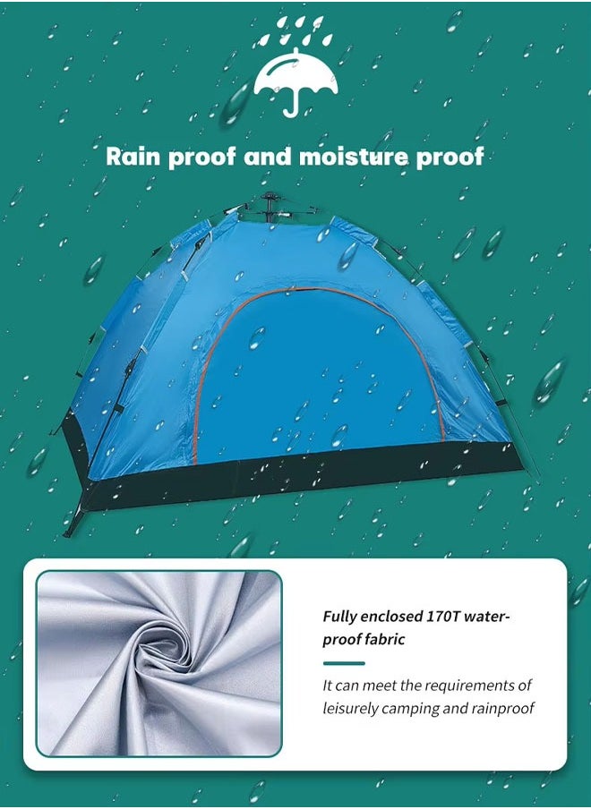 Eworld - Automatic Pop-Up Camping Tent, 3-4 Person Waterproof Folding Tent in Assorted Colors, Quick Setup with Door, Sun and Rain Protection, Lightweight and Portable for Hiking, Beach, Backpacking and Travel - Image 1
