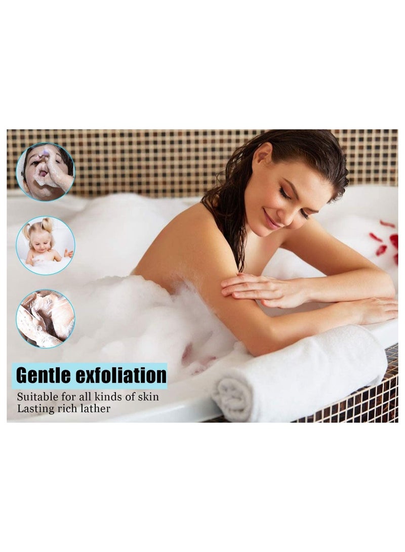 Bath Sponge, 4Pcs Exfoliating Shower Scrunchie Ball, Ultra Soft Body Scrubber Brush for Women Men, Wrinkle Net Flower Rubbing Back Foaming Descaling (4 Colors)  - Image 4