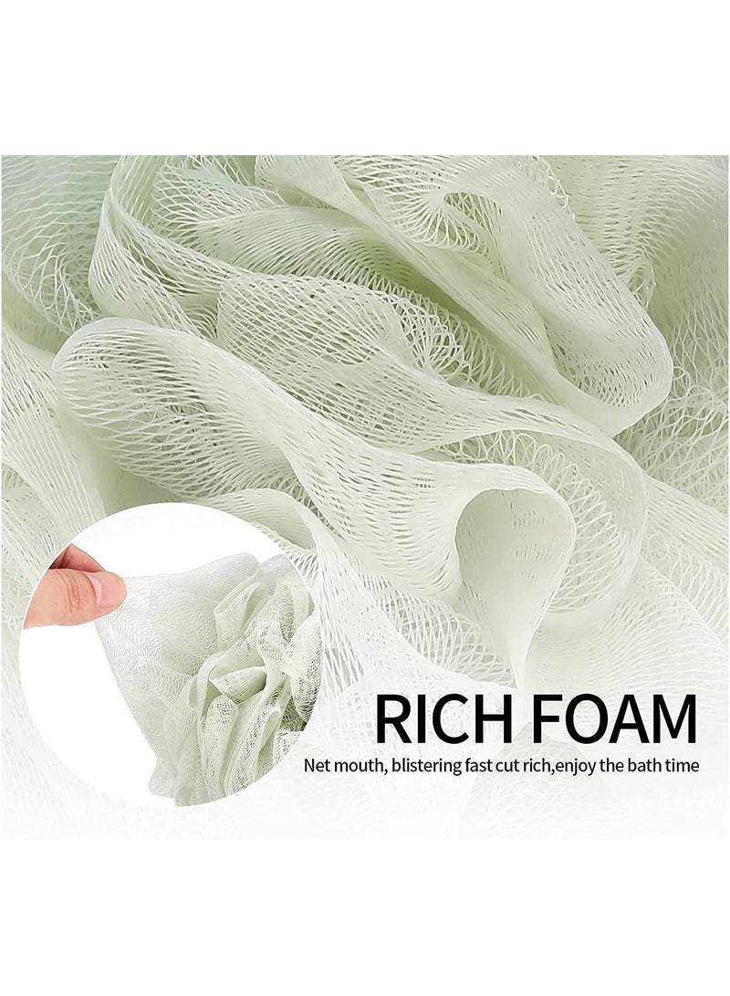 Bath Sponge, 4Pcs Exfoliating Shower Scrunchie Ball, Ultra Soft Body Scrubber Brush for Women Men, Wrinkle Net Flower Rubbing Back Foaming Descaling (4 Colors)  - Image 3