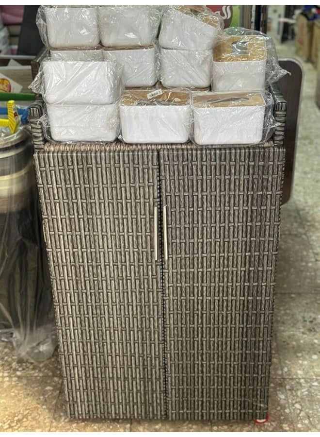 5-Tier Wicker Shoe Rack with Wheels and Handles – Practical Design for Storing Shoes and Household Items C - Image 4