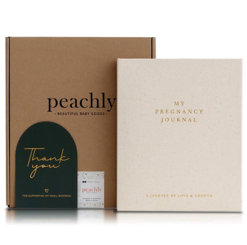 Peachly دفتر حمل بيشلي - كتاب حمل من الكتان لتوثيق كل إنجاز - مستلزمات الحمل الضرورية - دفاتر حمل تذكارية للأمهات الجدد والأمهات ذوات الخبرة - Image 1