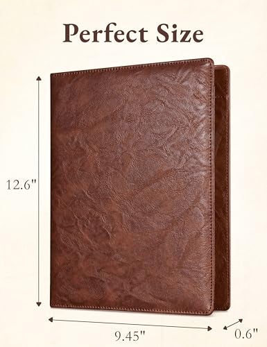 Mymazn Padfolio Portfolio Folder, Faux Leather Interview Resume Folder with Document Organizer & Business Card Holder, Letter-Sized Notepad Legal Pad Holder for Men Women (Brown) - Image 2