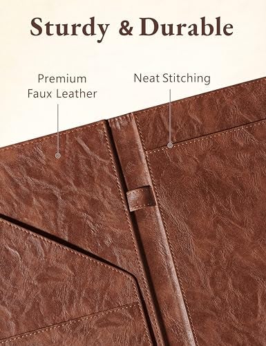 Mymazn Padfolio Portfolio Folder, Faux Leather Interview Resume Folder with Document Organizer & Business Card Holder, Letter-Sized Notepad Legal Pad Holder for Men Women (Brown) - Image 5
