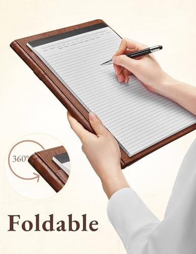Mymazn Padfolio Portfolio Folder, Faux Leather Interview Resume Folder with Document Organizer & Business Card Holder, Letter-Sized Notepad Legal Pad Holder for Men Women (Brown) - Image 4
