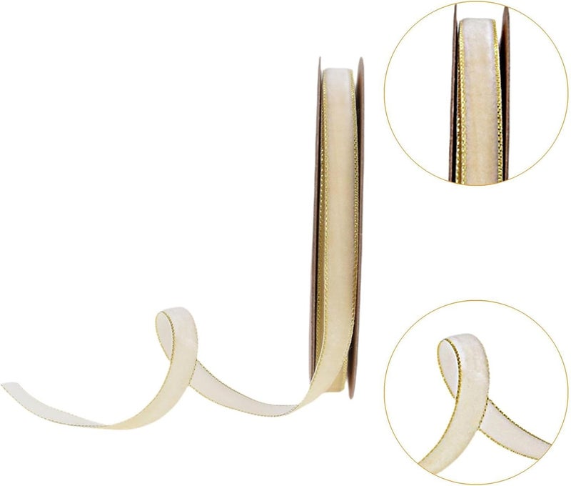 Thin Ribbon Crafts DIY Decorative Trim 393.7 Inch Long Decorative Wreath Hair Rope Flower Bouquet, Gold - Image 3