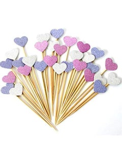 Generic Handmade Lovely Pink Heart Cupcake Toppers 40pcs/set 