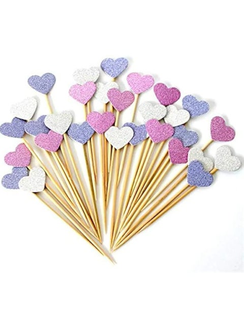 Handmade Lovely Pink Heart Cupcake Toppers 40pcs/set