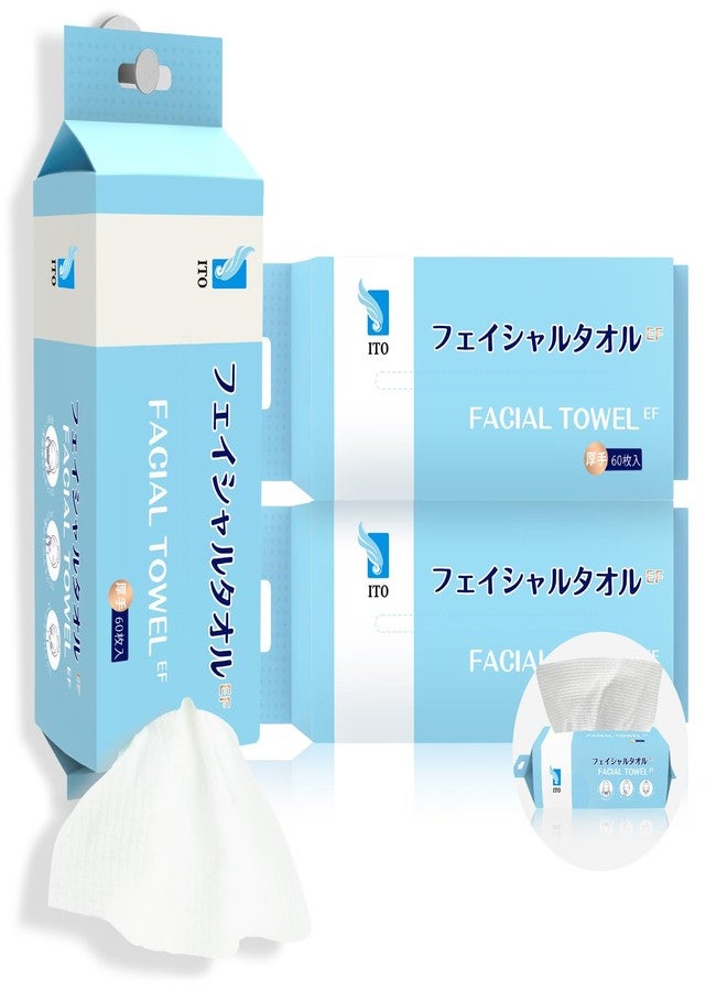 ITO Disposable Face Towel, Ultra-Soft 1-Second Quick-Dry Face Towels, Gentle for Sensitive Dry Oily Skin, Facial Towels for Daily Cleansing Makeup Removal (180 Count EF Texture) - Image 1