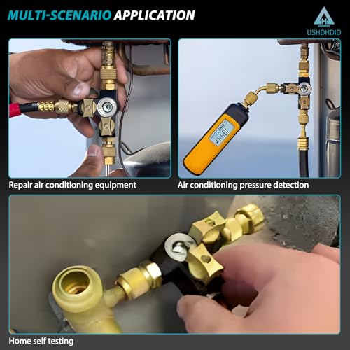 USHDHDID VC2G 1/4″ Valve Core Removal Tool Dual Valve with Sight Glass - Vacuum-Rated 20 microns & A2L Compatible - HVAC Tools - Image 4