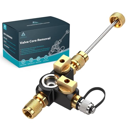 USHDHDID VC2G 1/4″ Valve Core Removal Tool Dual Valve with Sight Glass - Vacuum-Rated 20 microns & A2L Compatible - HVAC Tools - Image 1