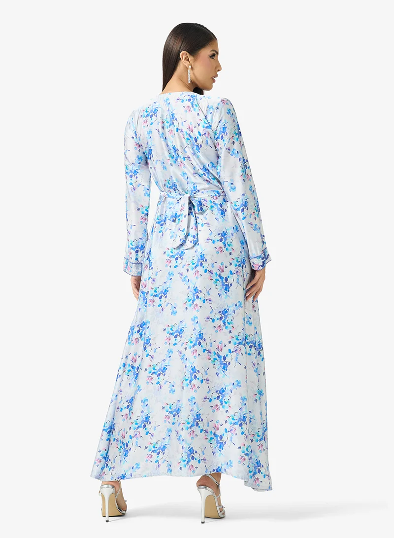 ARABIAN CLOSET Embellished Belted Jalabiya