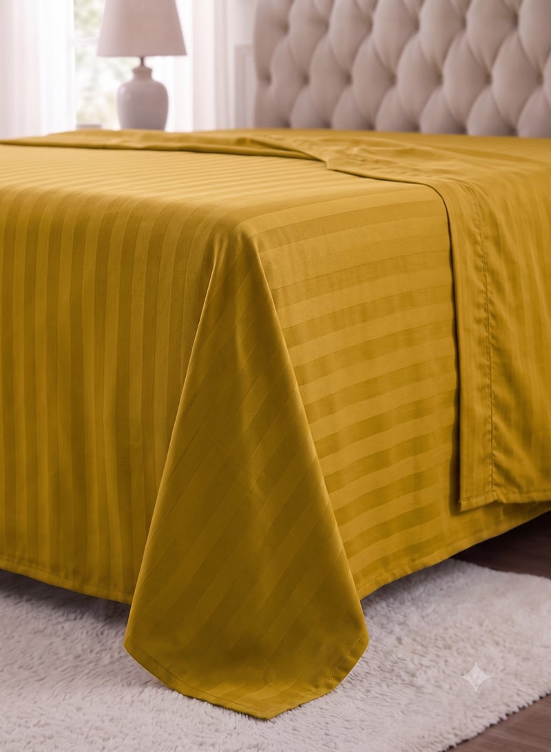 ZEESQUARE Luxury 4-Piece Gold Striped Bed Sheet Set | Hotel Collection Bedding Set with Flat Sheet, Fitted Sheet & 2 Pillow Covers | Soft Breathable Microfiber Bedding for King Size Bed | Premium Luxury Bedroom Bedding - Image 3