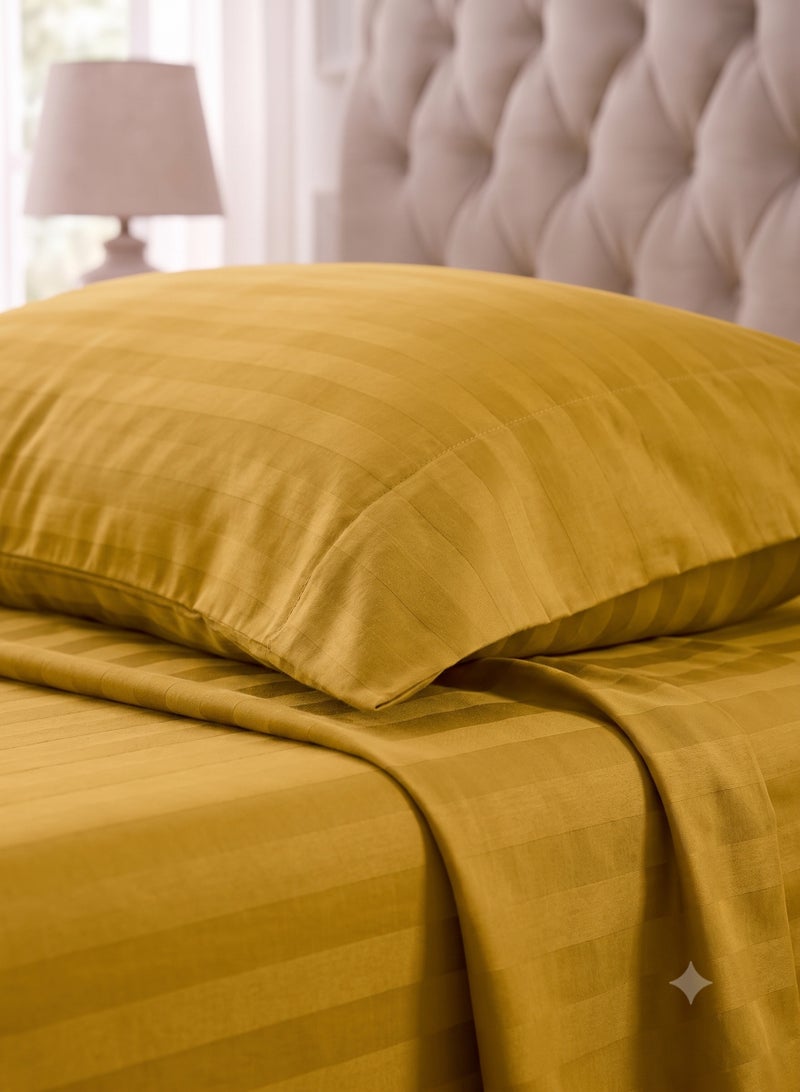 ZEESQUARE Luxury 4-Piece Gold Striped Bed Sheet Set | Hotel Collection Bedding Set with Flat Sheet, Fitted Sheet & 2 Pillow Covers | Soft Breathable Microfiber Bedding for King Size Bed | Premium Luxury Bedroom Bedding - Image 5