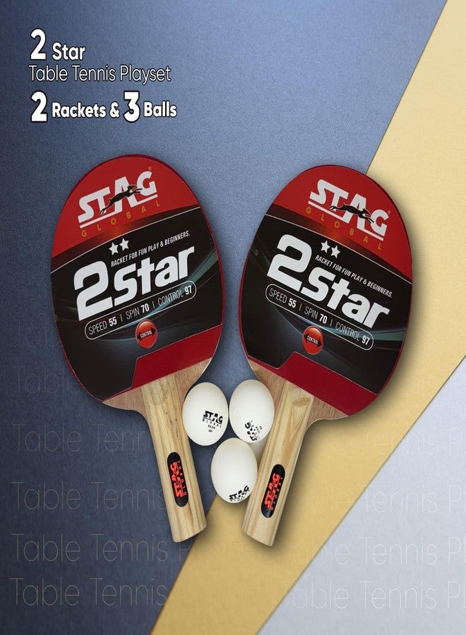 STAG GLOBAL 2 Star Table Tennis Playset | Includes 2 Rackets & 3 Balls | Lightweight Wooden Build | Perfect for Beginners & Recreational Players | with Premium Storage Case - Image 4