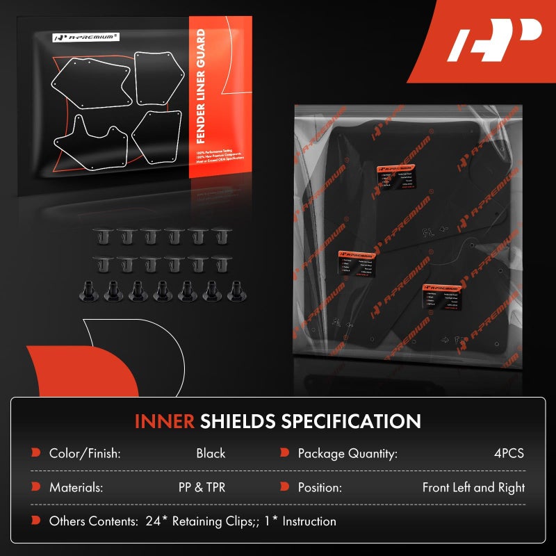 A-Premium Splash Guards Fender Liner Shields Compatible with Toyota Tundra Sequoia 2007-2020 Front and Rear 4-PC Set - Image 3