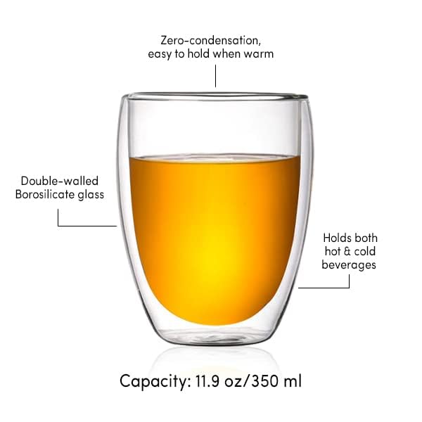VAHDAM, Double Wall Glass Tea Cup (350ml Capacity) Lead-Free Borosilicate Glass | BPA Free, Double Wall Coffee Mug - Image 2