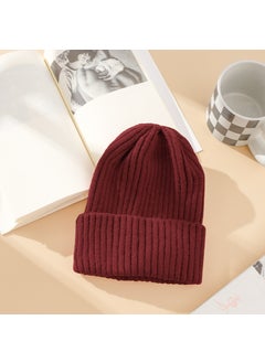 Generic Candy Color Rabbit Hair Knitted Hat Womens Autumn and Winter Korean Style All-match Digital Patch Pullover Hat Warm Wool Hat Wine red. 