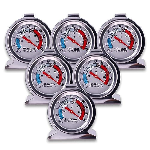 Aulufft Refrigerator Freezer Large Dial Thermometer Aulufft 6 Pack Classic Series Fridge Freezer Alarm Thermometer Internal Temperature Gauge for Kitchen Refrigerator - Image 1