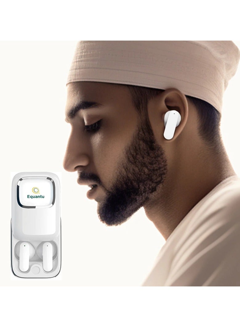 Equantu Wireless Bluetooth Earphones for Muslims with Smart Quran Speaker Model QB525 (White) - Image 4