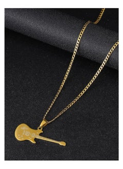 MARIO DRAFTS Electric Guitar Pendant Necklace, Gold Chain, Musical Instrument Design  - Image 1