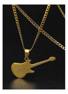 MARIO DRAFTS Electric Guitar Pendant Necklace, Gold Chain, Musical Instrument Design  - Image 2