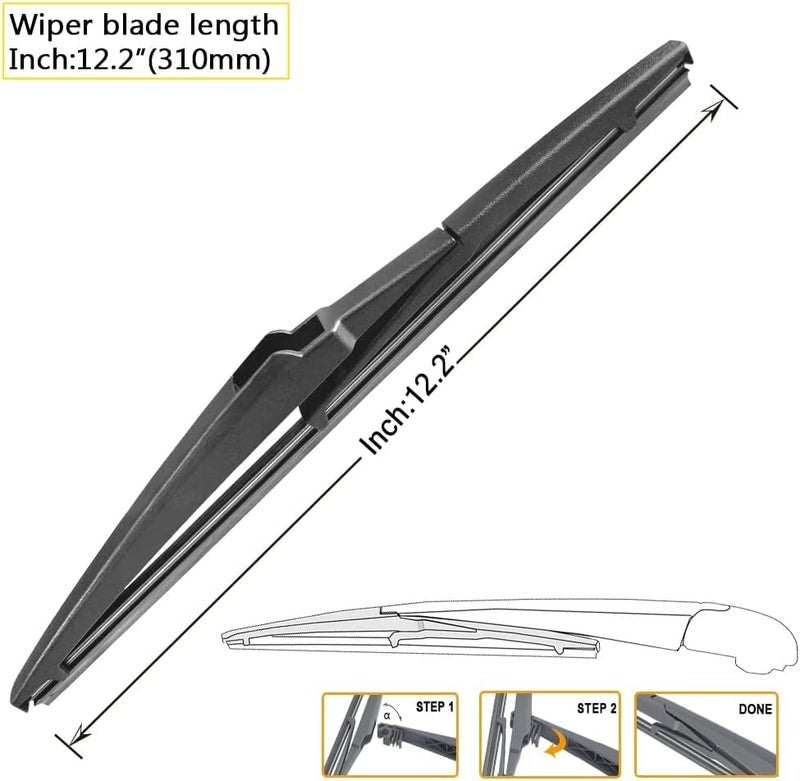 AUTOBOO مساحات زجاج أمامي AUTOBOO بحجم 24"+14" مع شفرات مساحات خلفية بحجم 12 بوصة بديل لمساحات فيات 500 2011 2012 2013 2014 2015 2016 2017 2018 2019 - جودة المصنع الأصلية (حزمة من 3) - Image 2