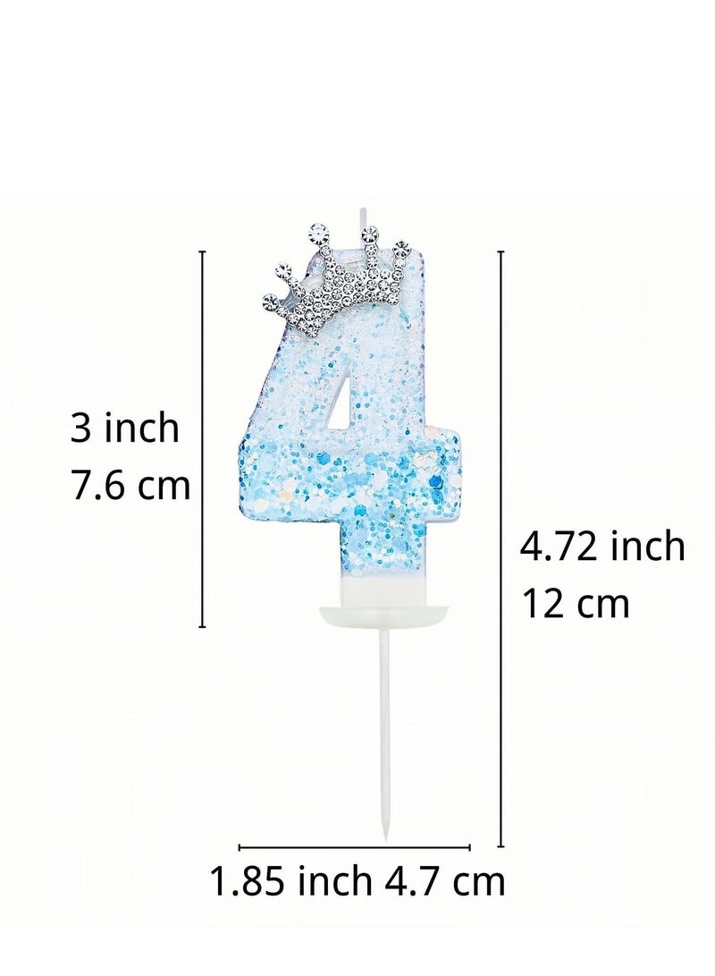 Blue Birthday Number 9 Candle for Cake, Blue Crown Cake Topper Princess Birthday Party Decorations Cupcake Topper Party Favors Decor Supplies - Image 2
