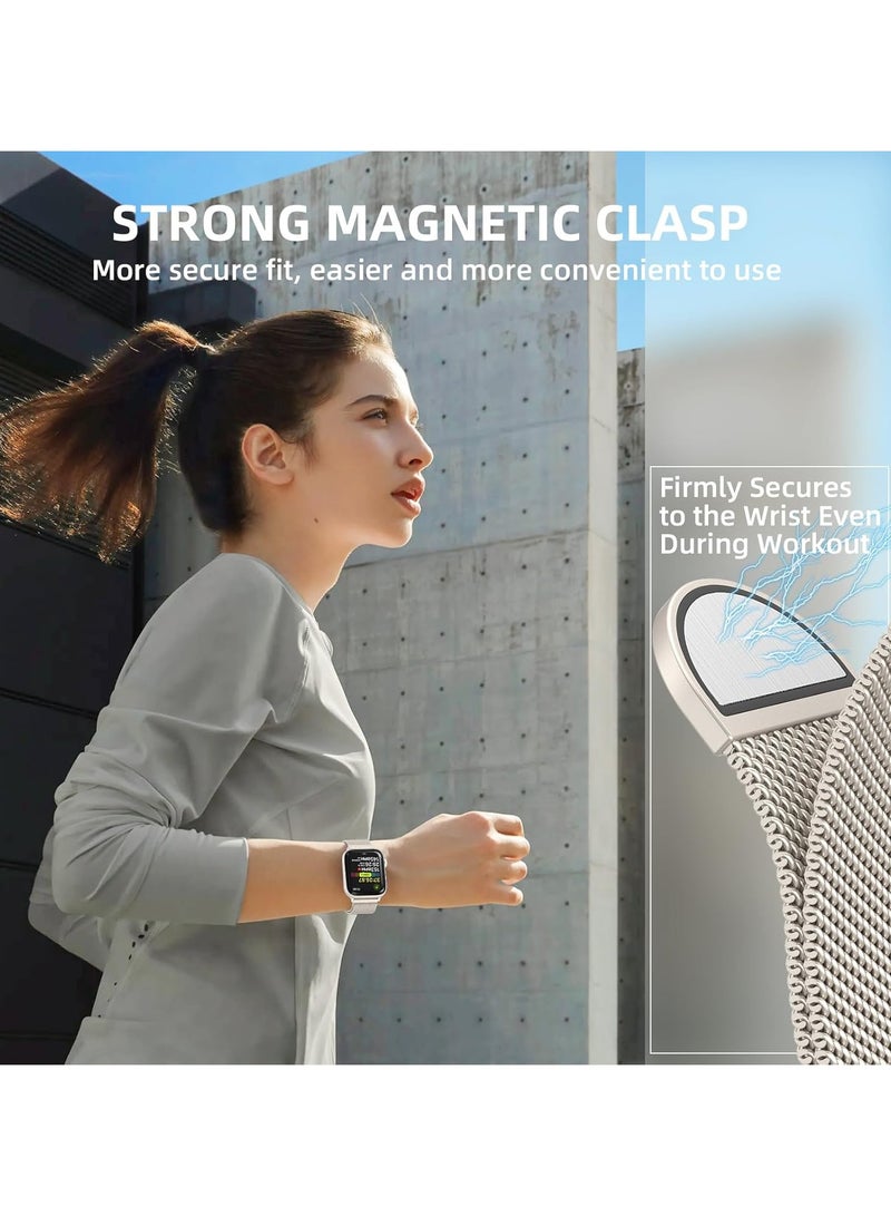 OLYSON Stainless Steel Milanese Loop Band Compatible with Apple Watch Band 38mm 40mm 41mm 42mm, Replacement Band for iwatch Series10/ Series9, Ultra 2, SE, Ultra, 8 7 6 5 4 3 2 1.( Starlight ) - Image 5