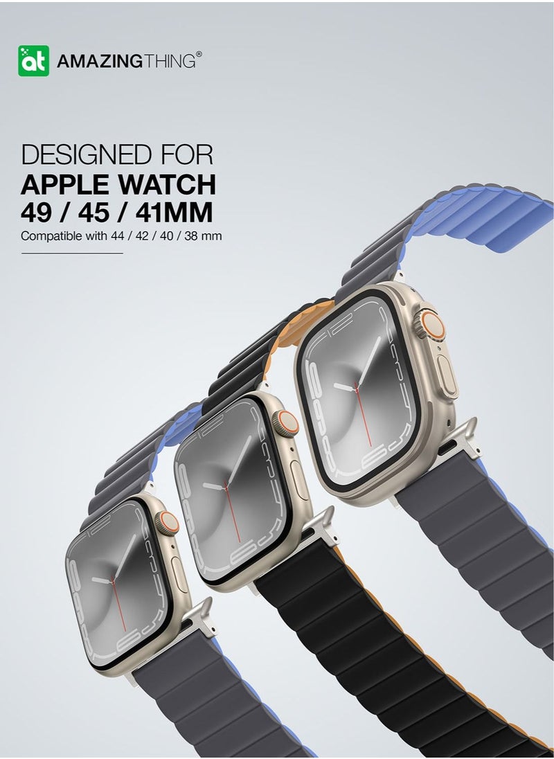 AMAZINGthing - Smoothie Mag Silicone Magnetic Band for Apple Watch Ultra 49mm, series 8/SE2/7/6/SE/5/4/3/2/1 Watch Band - Grey - Image 1