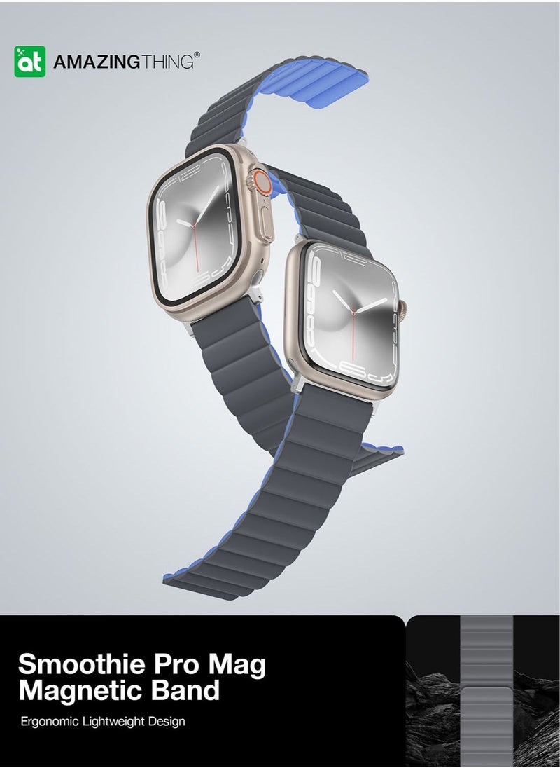 AMAZINGthing - Smoothie Mag Silicone Magnetic Band for Apple Watch Ultra 49mm, series 8/SE2/7/6/SE/5/4/3/2/1 Watch Band - Grey - Image 1