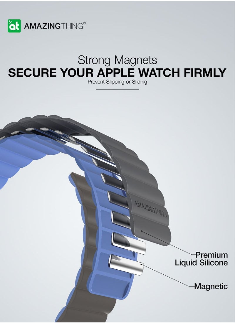 AMAZINGthing - Smoothie Mag Silicone Magnetic Band for Apple Watch Ultra 49mm, series 8/SE2/7/6/SE/5/4/3/2/1 Watch Band - Grey - Image 1