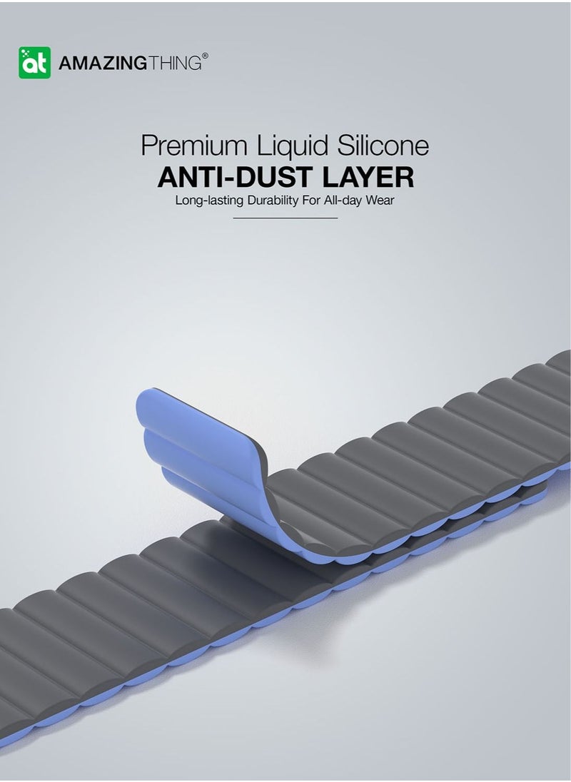 AMAZINGthing - Smoothie Mag Silicone Magnetic Band for Apple Watch Ultra 49mm, series 8/SE2/7/6/SE/5/4/3/2/1 Watch Band - Grey - Image 1