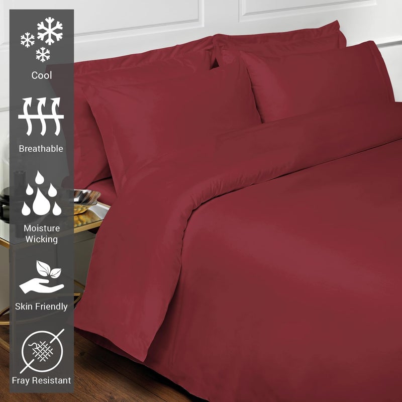 PIZUNA Simple upgraded construction 100% Cotton Duvet Cover Single Size 140x200 cm Rio Red, 400 Thread Count Long Staple Cotton Sateen Weave Duvet Cover Set with 1 Pillowcase (Rio Red Bedding Duvet Cover Sets) Small apartment fit - Image 2