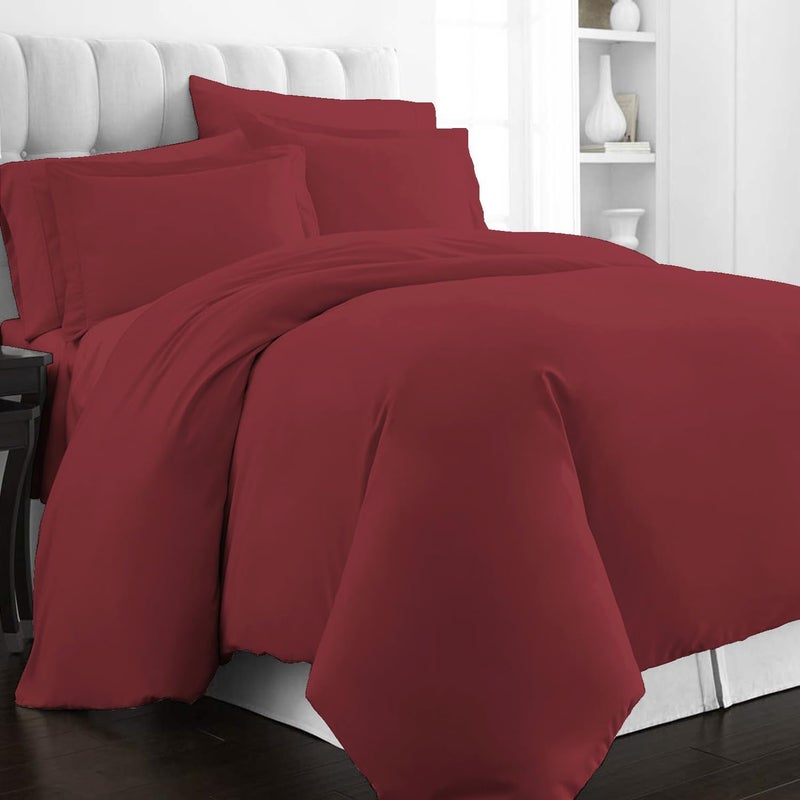 PIZUNA Simple upgraded construction 100% Cotton Duvet Cover Single Size 140x200 cm Rio Red, 400 Thread Count Long Staple Cotton Sateen Weave Duvet Cover Set with 1 Pillowcase (Rio Red Bedding Duvet Cover Sets) Small apartment fit - Image 1