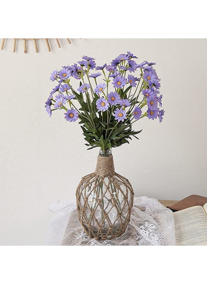MDLUU - Glass Jug With Twine 10" Tall Flower Vase With Rope Net Decorative Bottle Vase For Dining Room Bedroom Bathroom Mantel - Image 1