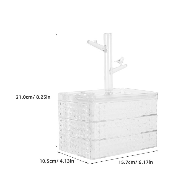 Jewelry Organizer: 3-Layer Rotatable Jewelry Organizer Box for Earrings, , and Bracelets, Desktop Rotating Storage Holder Case Transparent - Image 4