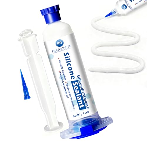 PRAZISCHUTZ RTV Silicone Adhesive Sealant High Temperature Waterproof Caulking for Home Auto Crafts Creates Flexible LongLasting Seal on Kitchen Bathroom Shower Window White 30ml1oz - Image 1