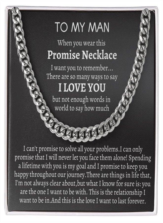 IPINK-To My Man Necklace,Boyfriend Valentines Day Gift,Mens Cuban Chain Necklace for Fiance,Men Necklaces for Him, Gifts For Boyfriend,Husband Gift, Husband Necklace - Image 2