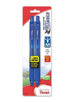 EnerGel-X Retractable Liquid Gel Pen 0.7mm, Metal Tip, Medium, Blue Ink (2 Pack) (BL107BP2C)
