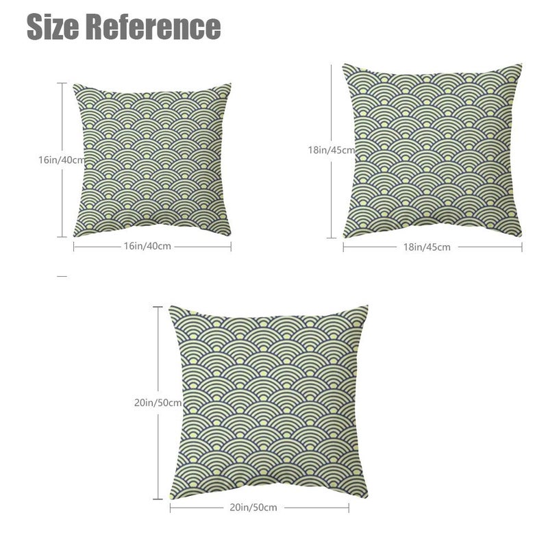 1pc Yellow Green Wave Print Pillow 18x18in Japanese Decor Cushion - Image 3