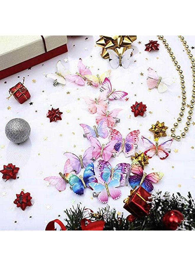 STAR WORK Realistic Butterfly Hair Clips 3D Colorful Mesh Butterfly Hair Clips Glitter Barrettes Butterfly Snap Hair Clips Hair Accessories For Teens Women Girls (Pack Of 6 (Pattern 1 )) - Image 5