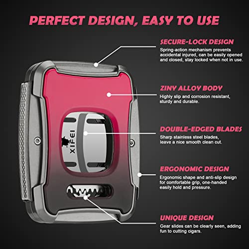 TISFA Cigar Cutter Guillotine Stainless Steel Double Cut Blade Cigar Cutters, Up to 60 Ring Gauge, Ergonomic Design, Portable Cigar Accessories in Gift Box (Grey&Colorful) - Image 2