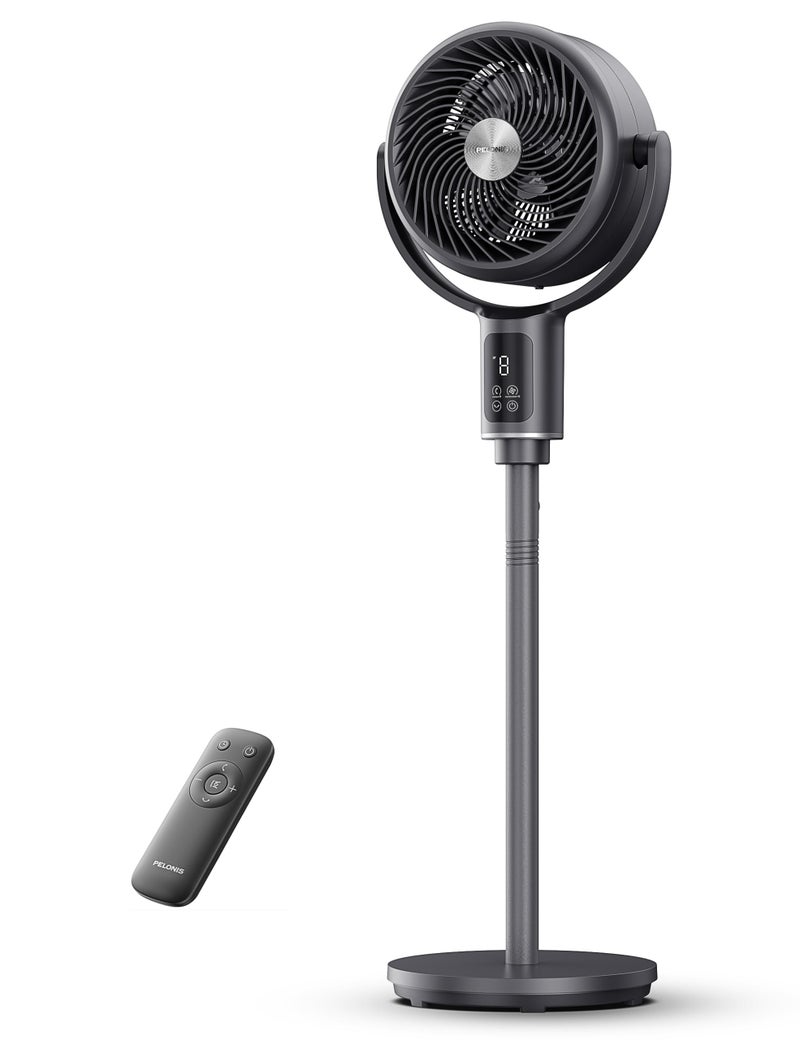 PELONIS AeroFan Pedestal Fan for Bedroom  Standing Fan with Remote Control Oscillatiing FanLED Display 9 Speeds 20dB 9H Timer DC Motor 135  100 Auto Oscillation Adjustable Height