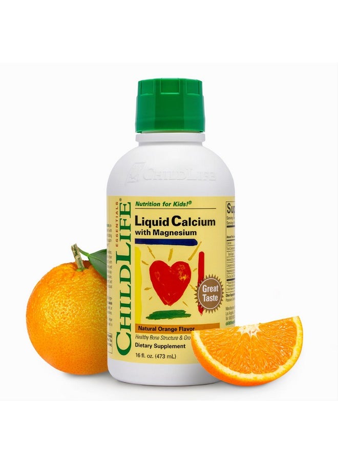 تشايلد لايف إسينشالز مكمل الكالسيوم السائل من CHILDLIFE ESSENTIALS للأطفال - كالسيوم للأطفال مع المغنيسيوم والزنك وفيتامين د3 - بنكهة البرتقال، 16 أونصة سائلة (عبوة واحدة)  - Image 1
